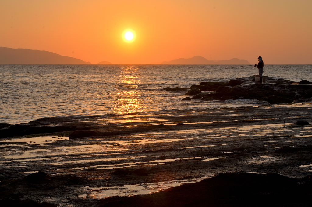 洞山2021　秋　夕陽と釣り師