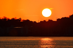 洞海湾2020　1月-2　夕陽と対岸