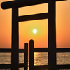 櫻井二見が浦2021　4月-3　夕陽と鳥居