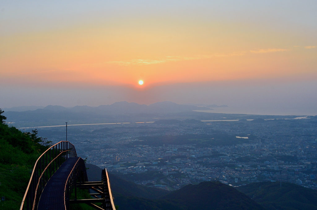 皿倉山2019　9月-5　夕陽と1級河川②