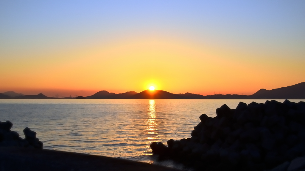 山陽小野田2022　11月-4　周防灘　夕陽①