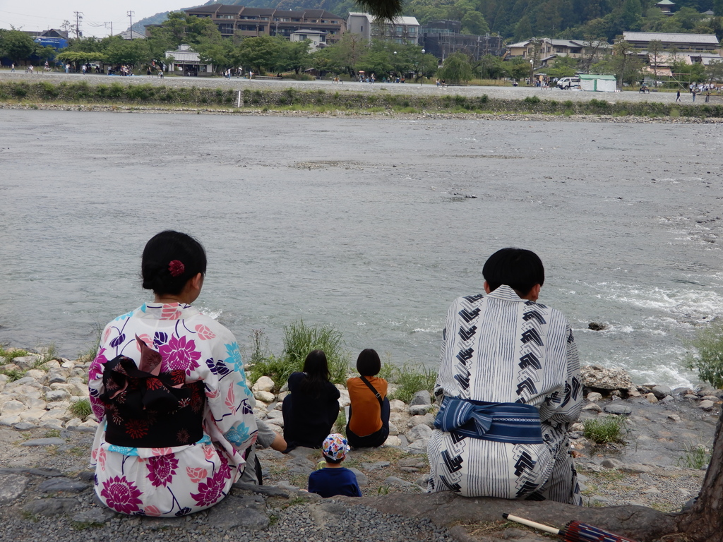 京都　渡月橋にて