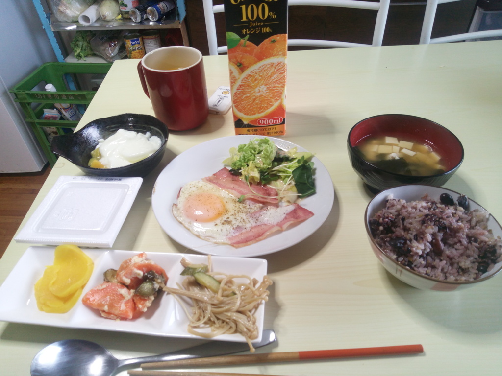 ハムエッグ定食　20210223