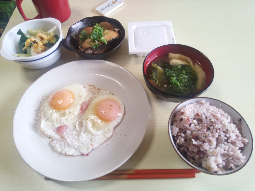 ハムエッグ定食　20210217