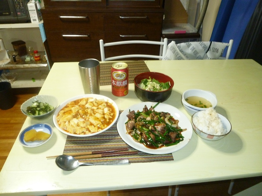 レバニラ　麻婆豆腐　20201012