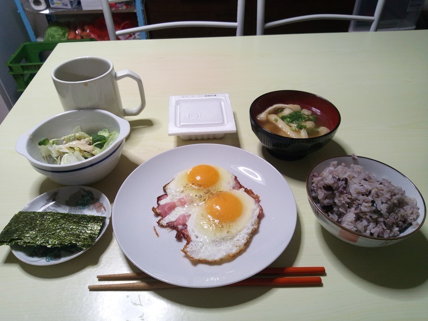 ハムエッグ定食　20210129