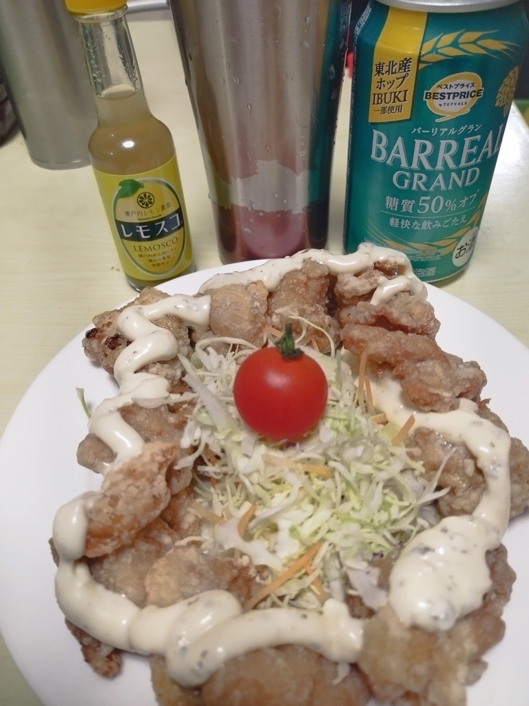 唐揚げで晩酌