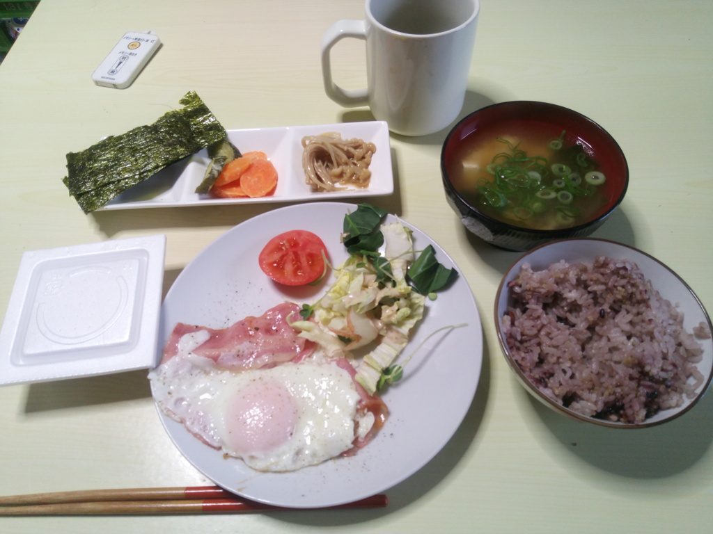 ハムエッグ定食　20210302