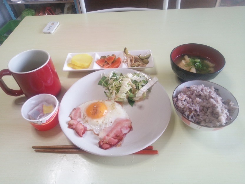 ハムエッグ定食　20210131