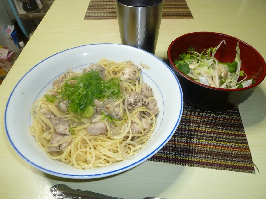鳥とバジルのパスタ　20201108