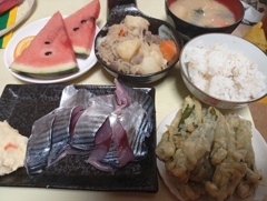 半額のカツオの刺身定食