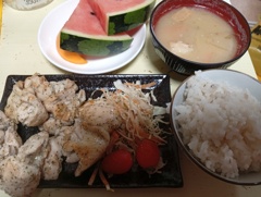 鶏バジル定食