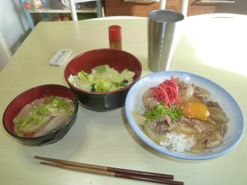 豚汁　牛丼　20201231