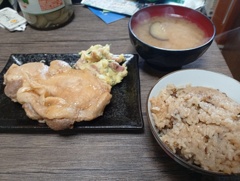 宮城の牡蠣ご飯と鶏の照り焼き