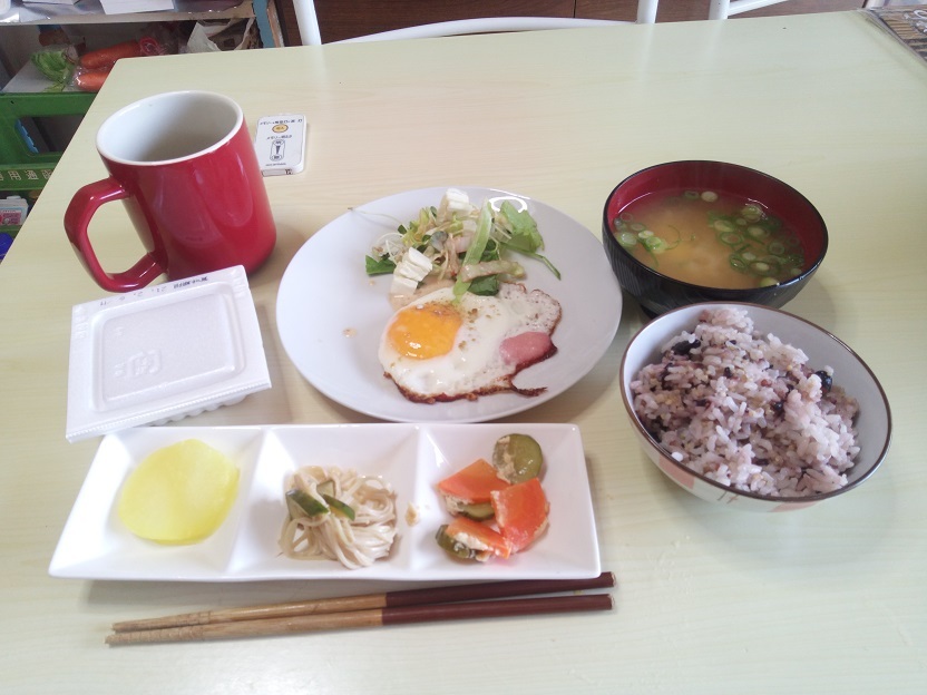 ハムエッグ定食　20210202