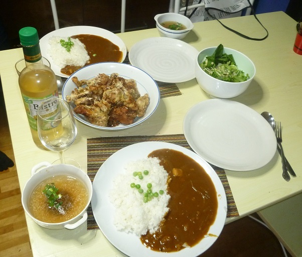 ジョブとしーふどカレー　フライドチキン　20200422