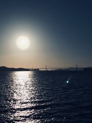 瀬戸大橋と夕陽