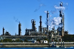 A warm winter walk in industrial area.