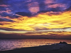I watched the sea in fiery evening.