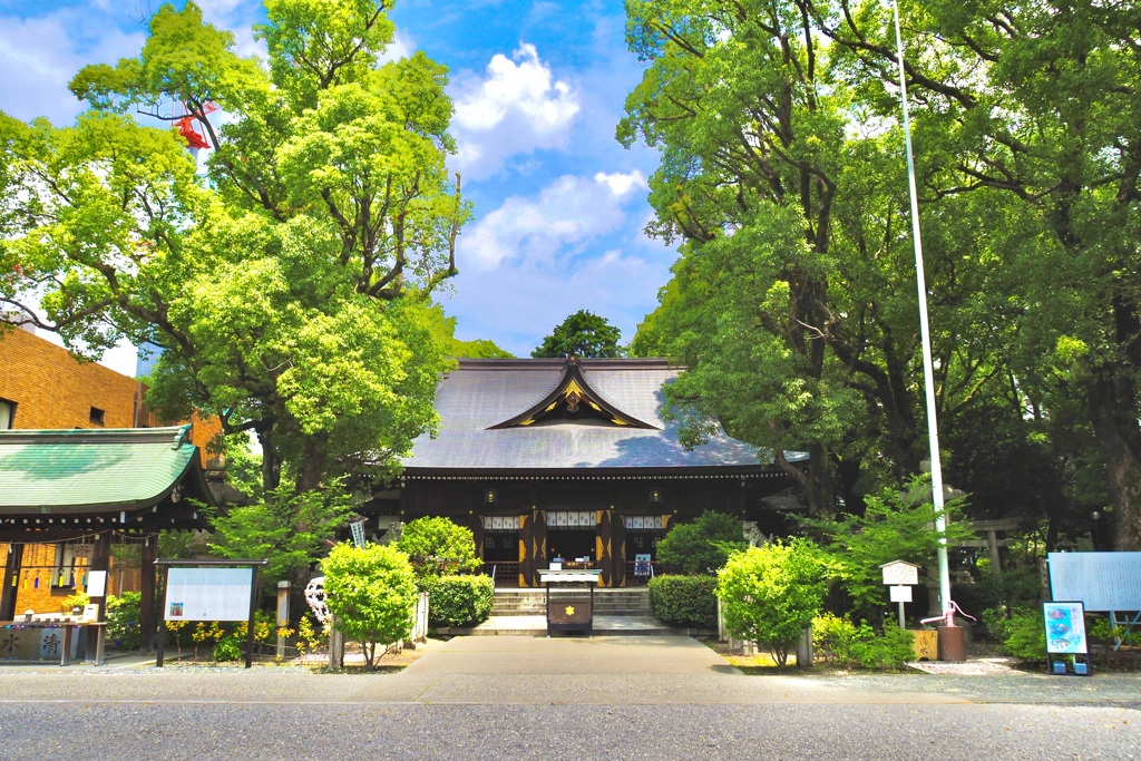 夏空の若宮八幡社