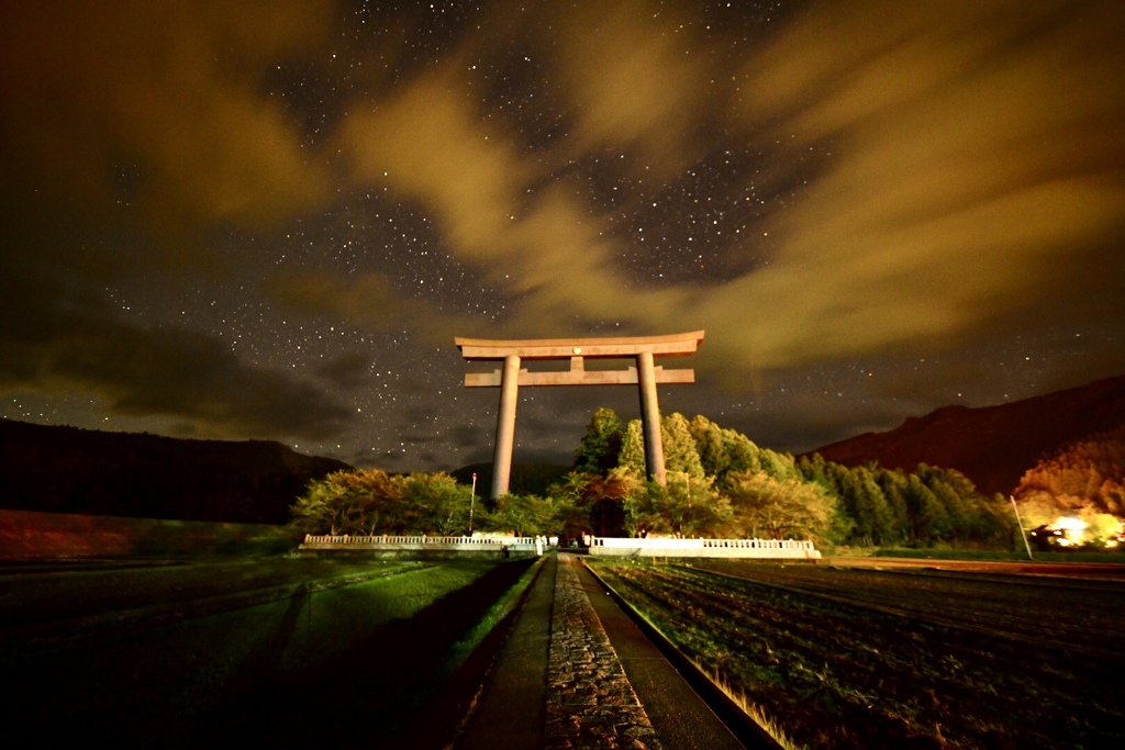 鳥居と星
