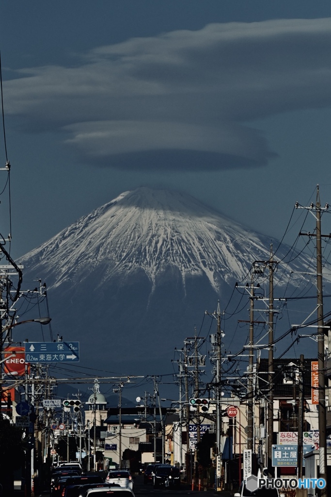 富士山と笠雲