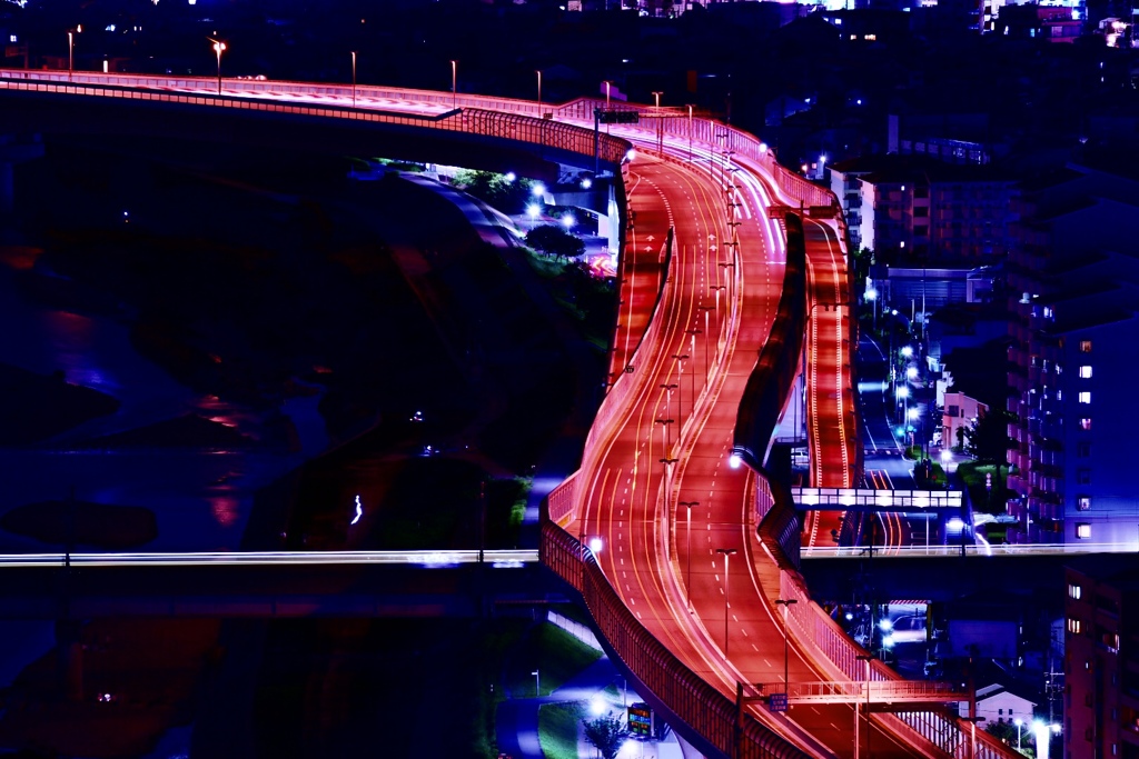 阪急電車と阪神高速11号