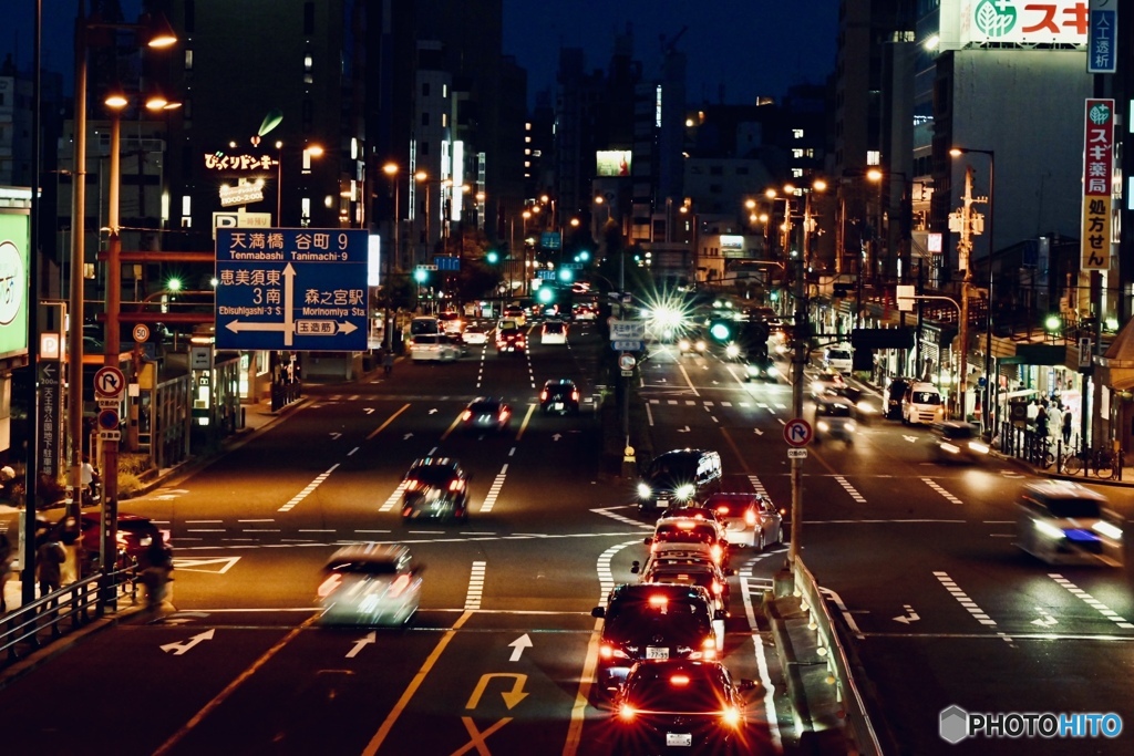 谷町筋夜景　府道30号線