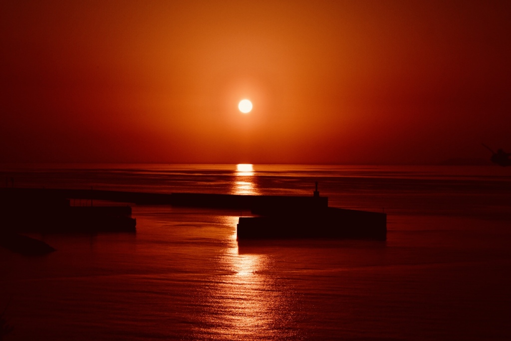 下灘駅付近の夕陽
