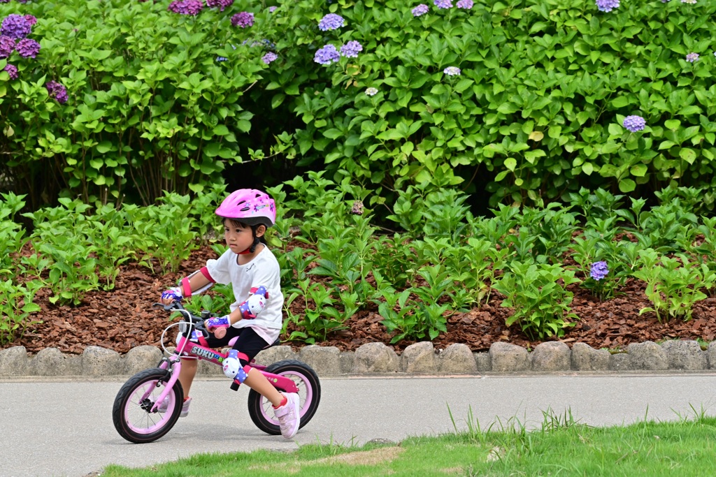 自転車で遊ぶ子