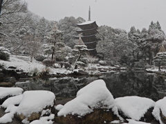 五重の塔と雪景色