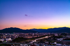 室見川　脊振山　夕空