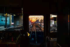 線路　夕日