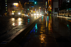 雨　夜道