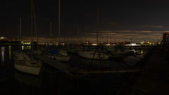 夜の石津漁港。