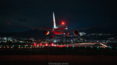A350、着陸。