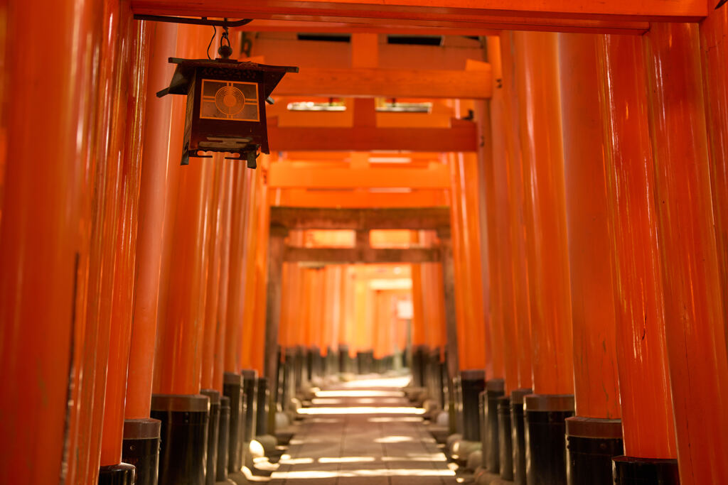 千本鳥居の灯籠。
