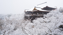 大雪の日、清水の舞台。