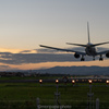 夕暮れのB777。