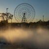 葛西臨海公園　夕暮れの噴水と観覧車