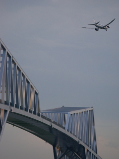 東京ゲートブリッジと飛行機