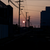 電柱と夕日