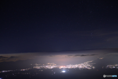 富士山からの星空と夜景