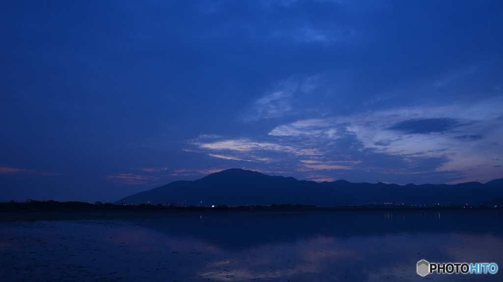 干潟　夕景