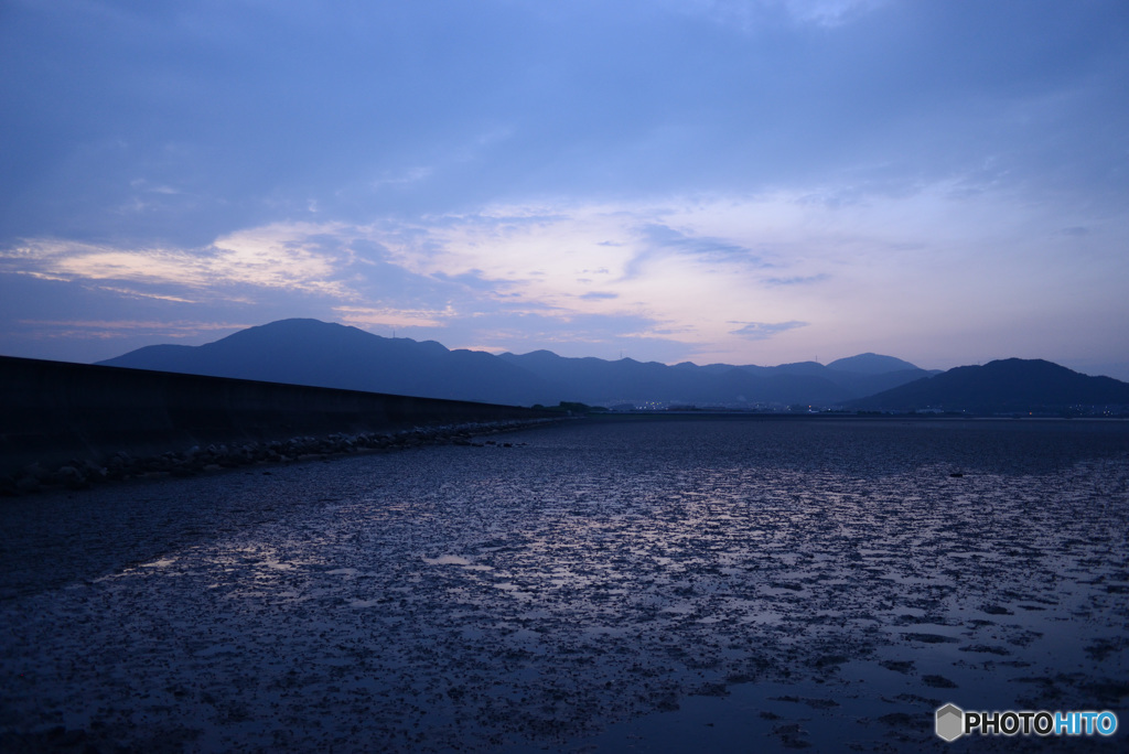 干潟　夕景
