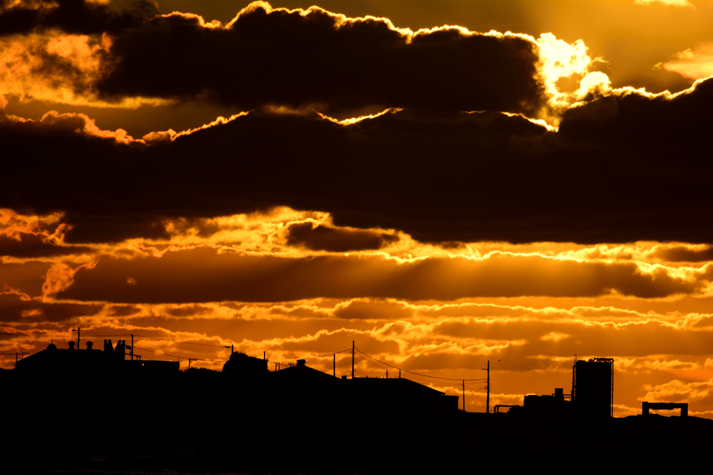 朝焼けシルエット