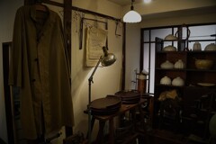 コートを脱いで古道具屋