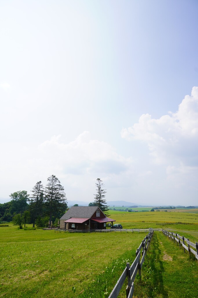 草原の中のテラスへ