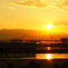ローカル線と夕日