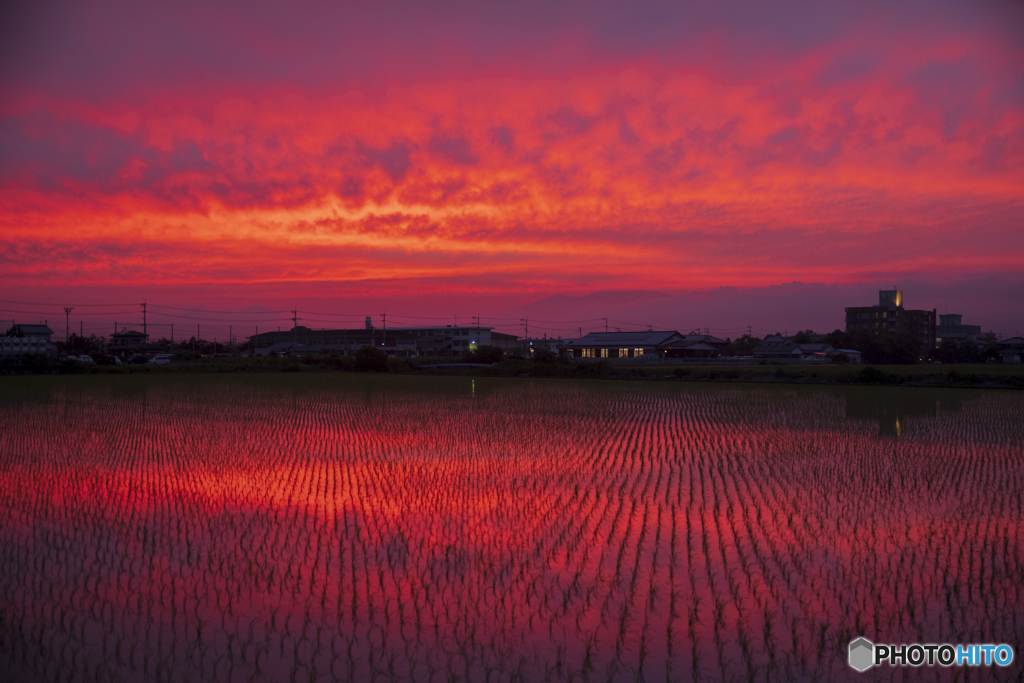 佐賀平野の夕焼け